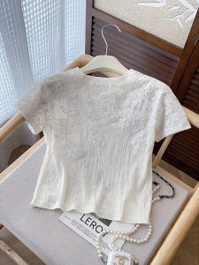 PAIBOLI | Embroidered Lace Short Sleeve Stylish T-shirt