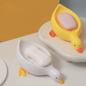 C.B.【Ready in Stock】 Creative Duck Shape Soap Box Cartoon Soap Dish Drainable Soap Holder Soap Container Tray