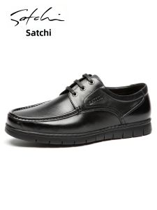 Breathable First Layer Calf Leather Round Toe Tie Men Shoes