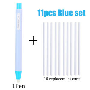 11Pcs/set Press Type Pencil Eraser Set with Replacement Core Automatic Pen Eraser Error Correction Tool Office School Supplies
