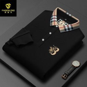 Áo Thun Polo Tay Dài Màu Trơn Thêu Cổ Polo Nam Mùa Thu Đông Thường Ngày Bằng Cotton Pha Trộn Thoải Mái Thoáng Khí