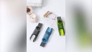 OULISI Household 3 in 1 Cleaning Brush Kit cup Lid crevice Cleaning silicone nylon brush  保温杯水壶杯盖奶瓶缝隙刷吸管刷神器 置物架
