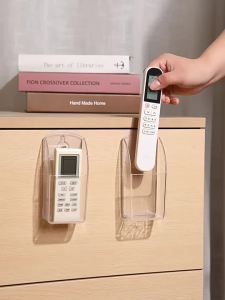 2/1PCS Transparent Acrylic Storage Box with Hook TV Air Conditioner Remote Control Holder Case Household Wall Mount Storage Box