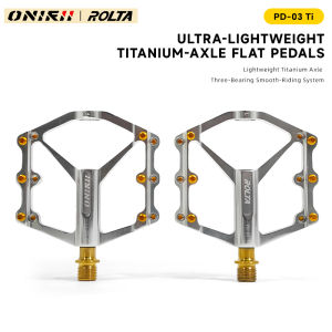 ONIRII | ONIRII PD-03 TI Ultralight Titanium Axle Flat Pedals with Triple Bearings  Anti-Slip Pins for Road Folding and Mountain Bikes