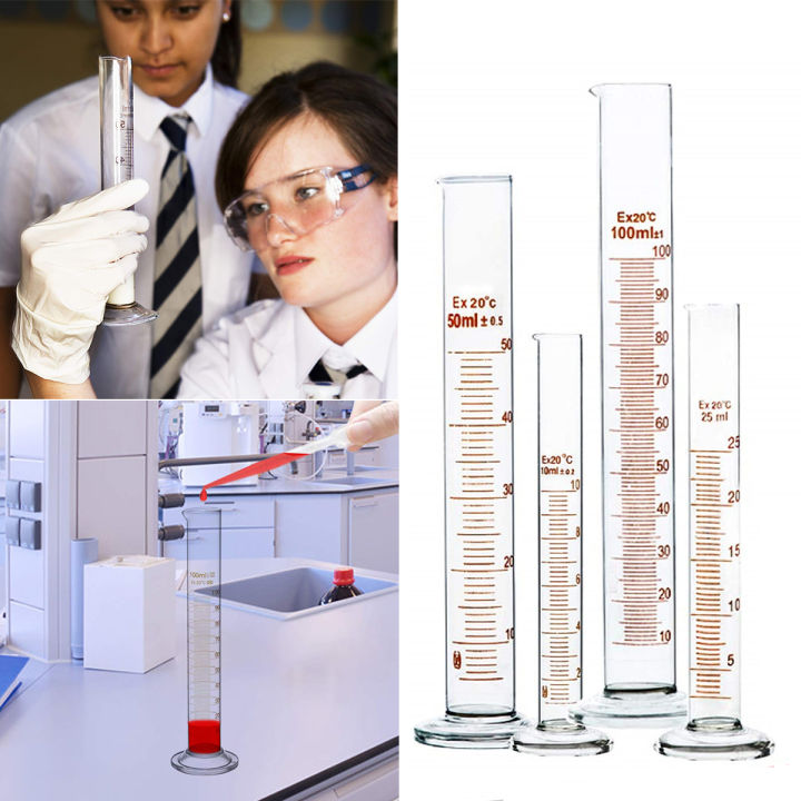 Masely Glass Measuring Cylinder 5ml/10ml/25ml/50ml/100ml Laboratory ...