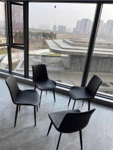 Black Backless Modern Minimalist Dining Chair Luxury Leather Finish Metal Construction Adjustable Height Commercial Restaurant Bench
