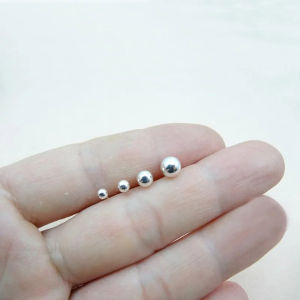 Pure 925 Sterling Silver Ball Small Stud Earrings for Children Girls Baby Jewelry2mm--6mm Cartilage Piercing Earrings for Women