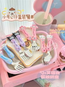 Children's Portable Dining Utensils Set Sanrio Kurokos 304 Stainless Steel Fork Spoon Mealtime Spoon Portable Cutlery Set