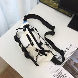 Cool Darkness Nylon Crossbody Bag for Men and Women Tactical Sporty Chest Pack with Zipper Closure Dumpling Shape