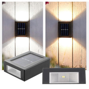 Solar Wall Light ABS Waterproof Up Down Outdoor with Built-in Li-ion Battery for Garden Yard Stairs Decoration Solar Panel Light