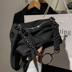 Trendy Large Capacity Womens Bag 2022 New Style Student Fashion Hit Chain Shoulder Crossbody Pillow Bag Casual Oxford Cloth