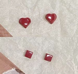 Pure Bio-Ceramic Moon Clover Star Ear Studs Red Heart One-Piece Ceramic Earrings Allergy-Free Fashion Jewelry for Women