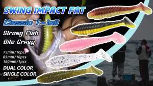 MEREDITH 180mm Silicone Mềm T-Tail Fishing Lure Swing Impact Swimbait Mồi Nhân Tạo Cho Câu Cá Trên Biển Sông Hồ Bãi Biển