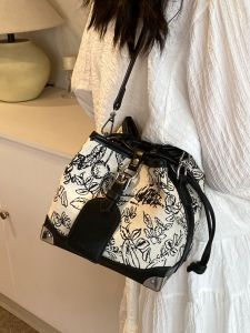 New Chinese Style Womens Bucket Bag Casual Embroidered Crossbody Bag Summer Fashion Trend Simple Match All Leisure Shoulder Bag