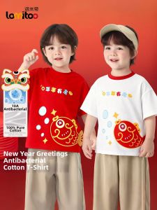 Lomitoo | New Year Cartoon Print T-shirt Red