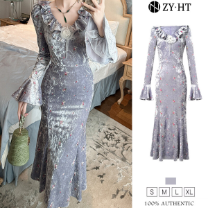 ZYHT EraVogue Womens Dresses Velvet Dresses Fishtail Dresses Vintage Dresses Formal Dresses Party Dresses Work Dresses Birthday Party Dresses 80305
