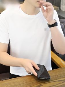 HENGYUANXIANG | Cooling Breathable Ice Silk Short Sleeve T-Shirt Mens Casual Round Neck Quick Dry Summer Fashion Urban Style Standard Fit Tee