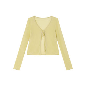 NIHAOKANONG | Bộ Đồ Len Hàn Quốc Lười Mà Tinh Tế Có Chấm Bi Bao Gồm Áo Quây và Áo Cardigan