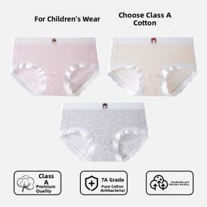 miiow | Antibacterial Cotton Underwear For Girls Childrens Boxer Shorts Comfortable Mid Waist Pure Cotton Sweet Style School Uniform