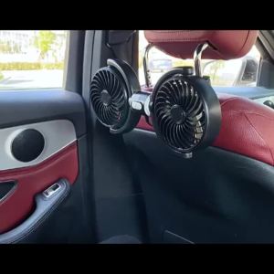 SEAMETAL Silent Car USB Fan Free-Rotation Dual-Head Car Headrest Cooling Fans Energy-Efficient 3-Speed Strong Wind Brushless Fan