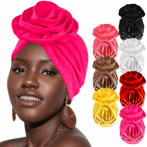 หมวกคลุมศีรษะลายดอกไม้สีพื้น แฟชั่นฤดูใบไม้ผลิและฤดูร้อน หมวกคลุมศีรษะแบบครอบคลุมทุกส่วน หมวกคลุมศีรษะสำหรับผู้หญิง