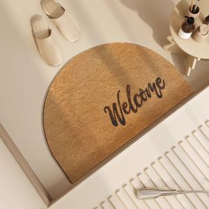 2025 New Semi-Circular Bathroom Dry Area Mat Yellow Absorbent Dirt Resistant Non-Slip Foot Mat Bathroom Entrance Door Mat