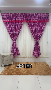 Stellarhous Langsir Siap Jahit Free Tali Pengikat Ready Made Curtain Free Tieback Sliding Door 2 Panel 3 Panel Pintu Bilik PC3140