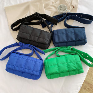 Pinfect Fashion Women Winter Cotton Shoulder Bag Female Lattice Crossbody Bag Nylon Padded Quilted Messenger Bag Casual Space Cotton Handbag