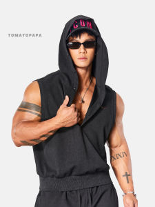 TOMATOPAPA | Áo Vest Thể Thao Kiểu Dáng Đường Phố Có Mũ Rộng