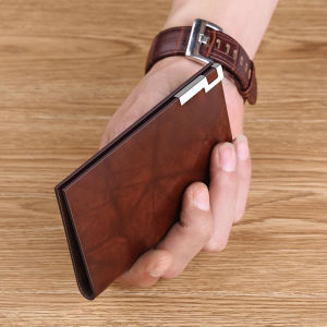 Minimalist Mens Ultra-Thin Mini Card Holder License And Business Card Sleeve Multi-Functional Business Style PU Leather