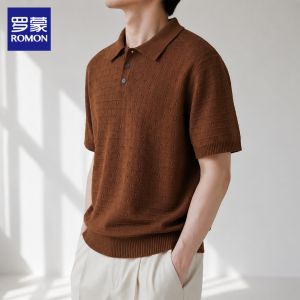 ROMON | Vintage Knit Polo Shirt Summer Business Casual Hollow Thin Men
