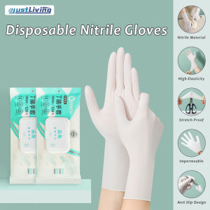 JustLiving Disposable Nitrile Gloves Dishwashing Gloves for Kitchen Reusable Cleaning Gloves Health Gloves for Cooking Food Handling - High Sealing/ Odorless and Antibacterial - Pack of 30