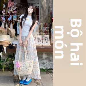 Karrar betsey | Bộ Đồ Trắng Hoa Phối Đôi