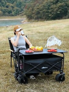 Capacity 250KG Outdoor Camping Wagon trolley Cart Folding Beach Garden Camping Shopping Cart storage trunks Garden Carts Outdoor Tool Truck Fishing Stall Trolley Folding luggage