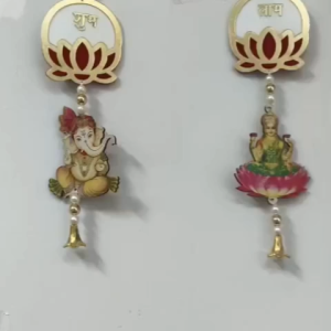 Traditional Handmade Ganesha and Lakshmi Devi Model Shubh Labh Door Hangings for Diwali Decoration | Pooja Rooms | Wall Hanging for Diwali Gift | Festive Decor (Pack of 2 Pcs)