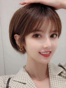 Natural Round Face Suitable Korean Bob Short Hair Wig Real Human Hair