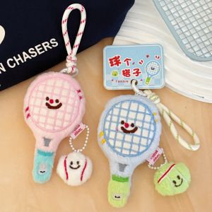 Cute plush tennis racket figurine pendant bag keychain pendant couples best friend pendant