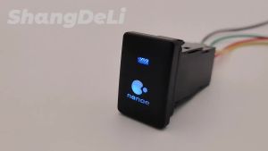 2024อัตโนมัติสีฟ้า LED Light Bar ไฟหน้าเปิดปิดเพลงกระจกพับปุ่มสวิทช์สำหรับ Toyota Camry Prius Corolla PRADO