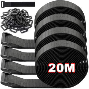 เนคไทสายคาดยาว20ม. ใช้ซ้ำได้ผูกสายปรับได้การจัดการสายเคเบิลห่วงตะขอนิรภัยที่รัดสายกาว