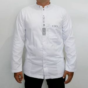 Baju Koko Jumbo Lengan Panjang Putih Bigsize Muslim Taqwa Oversize Bordir Simpel Toyobo