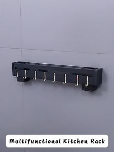 Wall Mounted Storage Rack For Kitchen Utensils Knife Holder With Hooked Multifunctional Storage Rack