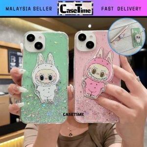 SAMSUNG A03 A04s A12 A13 A32 A33 A53 A54 4G 5G J2 Grand Prime cute labubu stand holder glitter phone case casing cover 手机壳