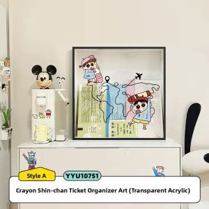 Modern Simple Style Frame Travel Concert Ticket Souvenir Storage Display Box Stand for Home Decoration Cartoon Animation