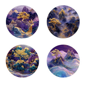 4 mountain-printed coasters suitable for daily family gathering decoration office use and anti-slip wooden coasters