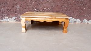 MAISAKPHRAE  โต๊ะหมู่บูชาไม้สัก หมู่ 7 หน้า 4 (เฉพาะฐาน) เคลือบสีใส กว้าง 34 ซม. ยาว 48 ซม. สูง 17 ซม.