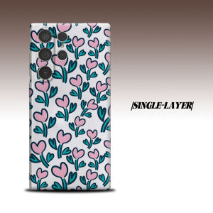 BILIBILI | Pink Heart Flower Doodle For Samsung Galaxy S26 S25 S24 A56 A36 Dual Layer Luxury Fashion Full Lens Protective Case