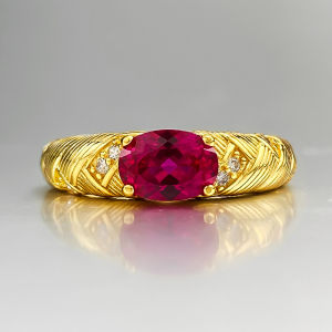 Fashion 5x7MM Laboratory Ruby Ring Women Anniversary Wedding Gift S925 Silver Plated 18K Gold Jewelry Will Not Fade
