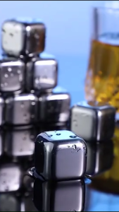 【SKIT SG】Rapid Cooling Stainless Steel Ice Cube 304 Reusable Set Kit Tongs & Plastic Tray Beer Wine Whiskey Cocktail 304 Stainless Steel Ice Cube Food Grade Whiskey Chilling Stones Set Kit Reusable Ice Cube Beer Cubes Whiskey Ice Cube with Clippers