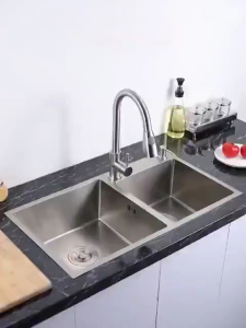 （SUS 304） Kitchen Sink Stainless Steel Sink Thickness Single Double Black & Silver Free Drain&Basket Equipped with a faucet