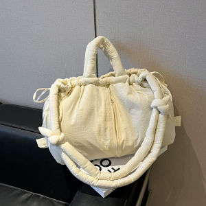 Casual Lightweight Drawstring Soft Surface Cotton Bag Womens Crossbody Shoulder Bag Large Capacity Fashionable Bag